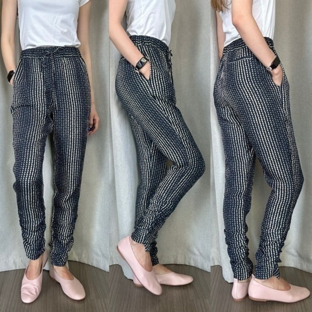 Derek Lam Silk Navy Blue Yellow Pants XS (2)